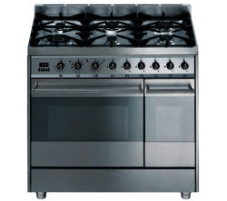 SMEG  Symphony 90 Dual Fuel Range Cooker - Stainless Steel